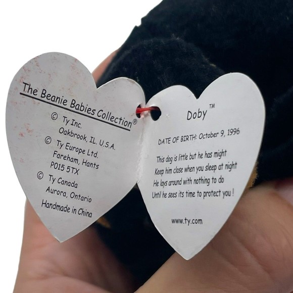Ty Beanie Baby 1996  Doby the Doberman PVC Pellets & Sealed Teenie Beanie Set - Picture 9 of 12